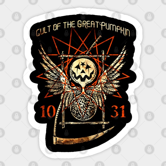 Cult of the Great Pumpkin: Thanatos Hourglass Sticker by Chad Savage